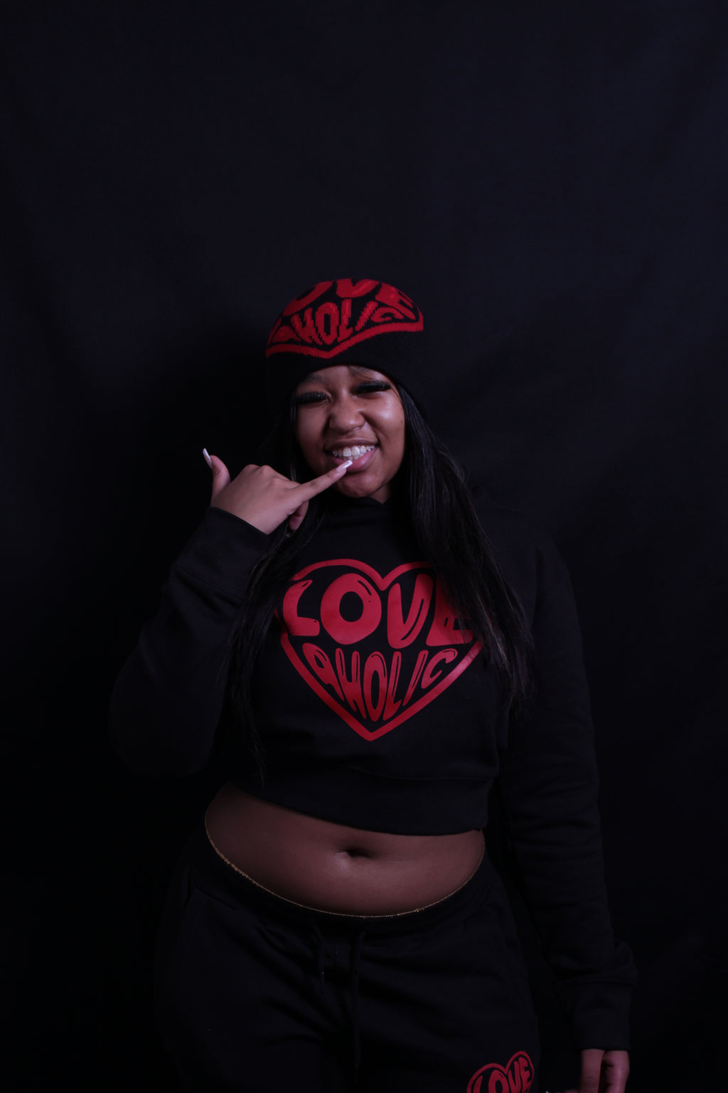 Red Love Women's Crop Hoodie Tracksuit